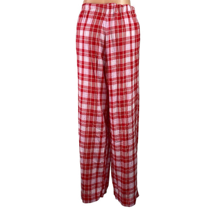 Victoria's Secret PINK Red Plaid Drawstring Wide Leg Sleepwear Pajamas Pants XL