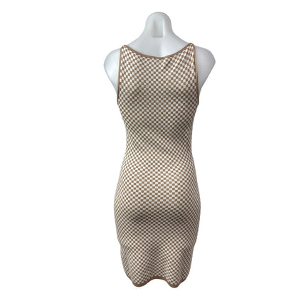 Abercrombie & Fitch Women's Beige Gingham Check Tank Mini Bodycon Dress Size S