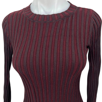 Club Monaco Purple Rib Knit Long Sleeve High Neck Mini Bodycon Sweater Dress S