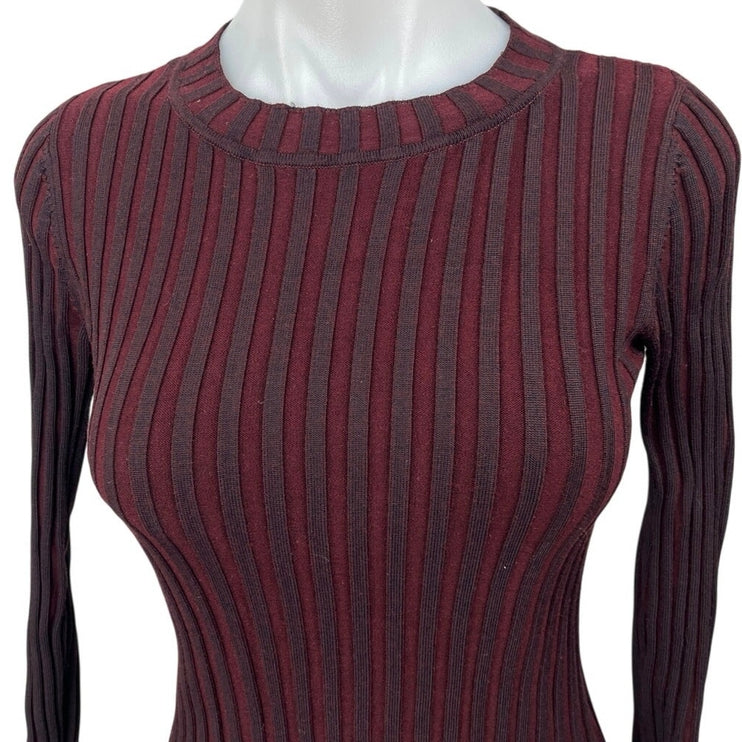 Club Monaco Purple Rib Knit Long Sleeve High Neck Mini Bodycon Sweater Dress S