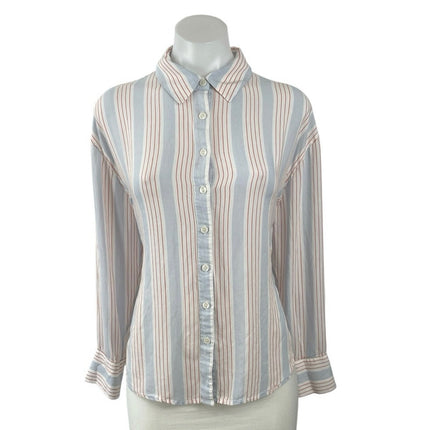 Daze Women's Blue Striped Long Sleeve Tie Back Button Down Shirt Top Size XS