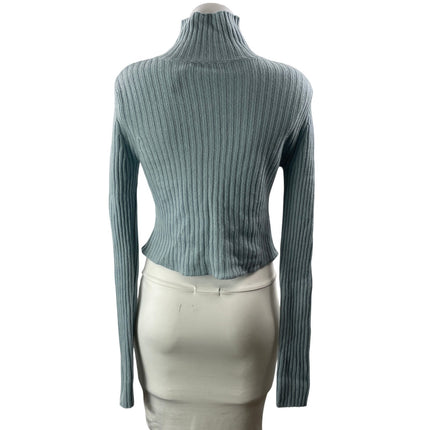 Something Navy Light Blue Long Sleeves Knit Turtleneck Cropped Sweater Top XS