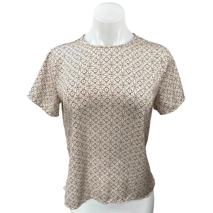 Banana Republic Women's Tan Beige Printed Short Sleeve Blouse Shirt Top Size XS