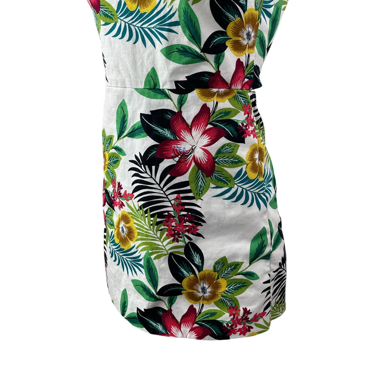 Zara Women's Multicolor Tropical Ruffle Flutter Sleeve Mini Jumpsuit Romper Sz S