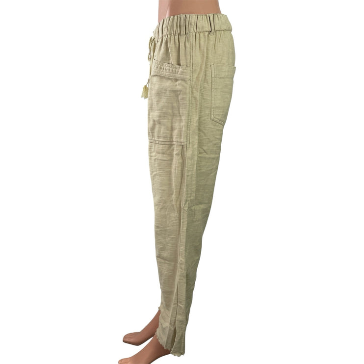 Free People Womens Beige High Rise Elastic Waist Pockets Utility Trouser Pants M