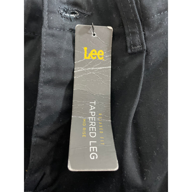 NEW Lee Womes Black Pleated High Rise Relaxed Fit Straight Trousers Pants Size 6
