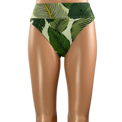 Beach Riot x Stone Cold Fox Green Leaf High Waist Bikini Bottom Swimwear Size S69.