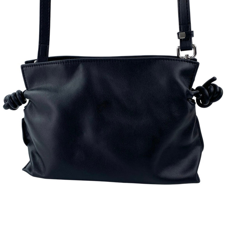 NEW Tiffany & Fred Black Leather Loewe Flamenco Dupe Crossbody Clutch Bag OS