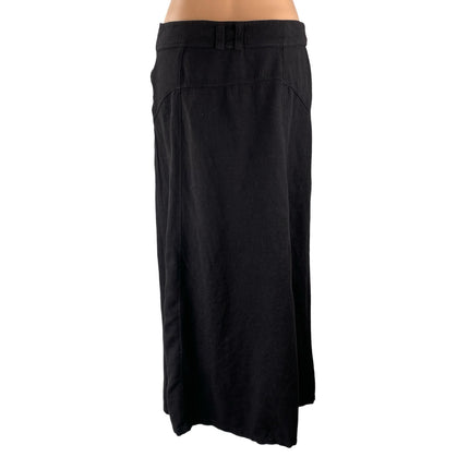 Free People Womens Black High Slit Zip Mid Waist Straight Full Midi Skirt Size 6