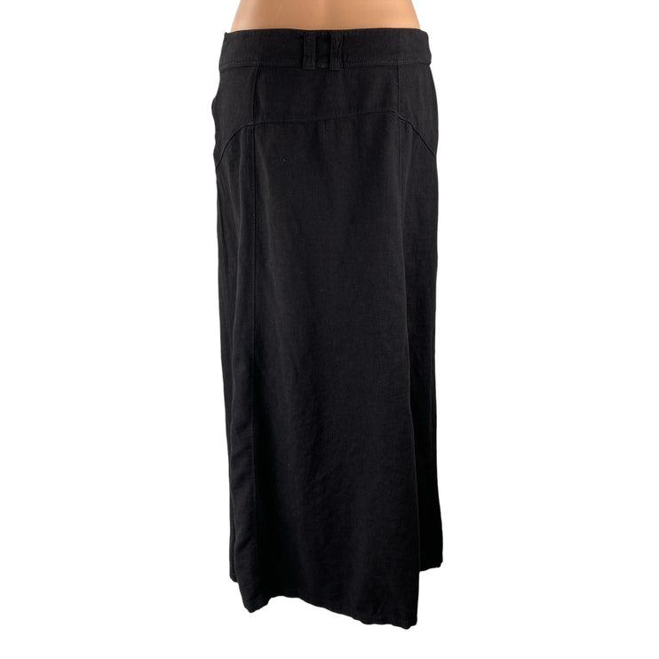 Free People Womens Black High Slit Zip Mid Waist Straight Full Midi Skirt Size 6