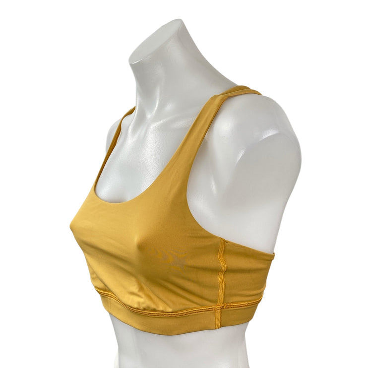 Lululemon Women's Yellow Strappy Cross Yoga Athletic Sports Bra Crop Top Size 6