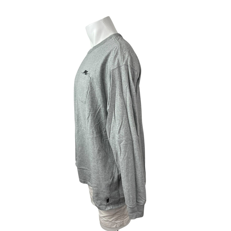 Nike Men's Gray Logo Embroidered Long Sleeve Pocket T Shirt Tee Top Size XXL