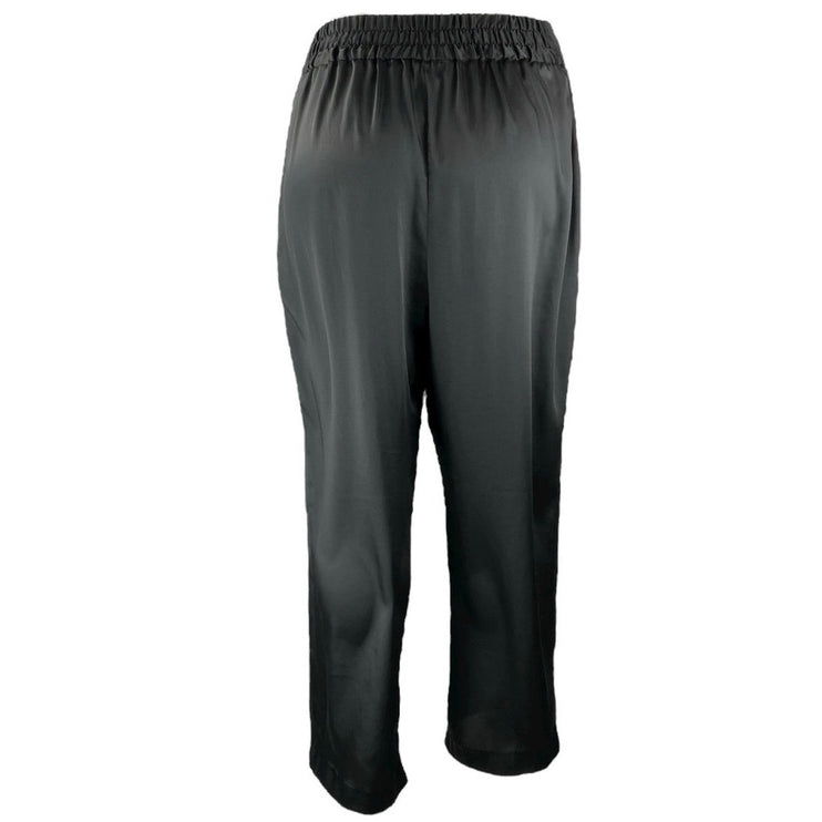River Island Women's Black Silk Satin High Rise Wide Leg Trousers Pants Size 20