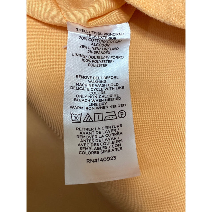 Ann Taylor LOFT Women's Orange Linen Belted Mini Straight Pencil Skirt Size 8