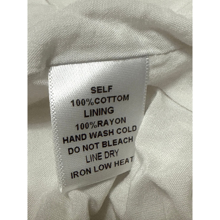 Molly Green White Collared Short Sleeve Tiered  Mini Flare Shirt A-Line Dress M