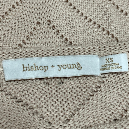 Bishop + Young Beige Open Knit Long Dolman Batwing Sleeve Sweater Top Size XS