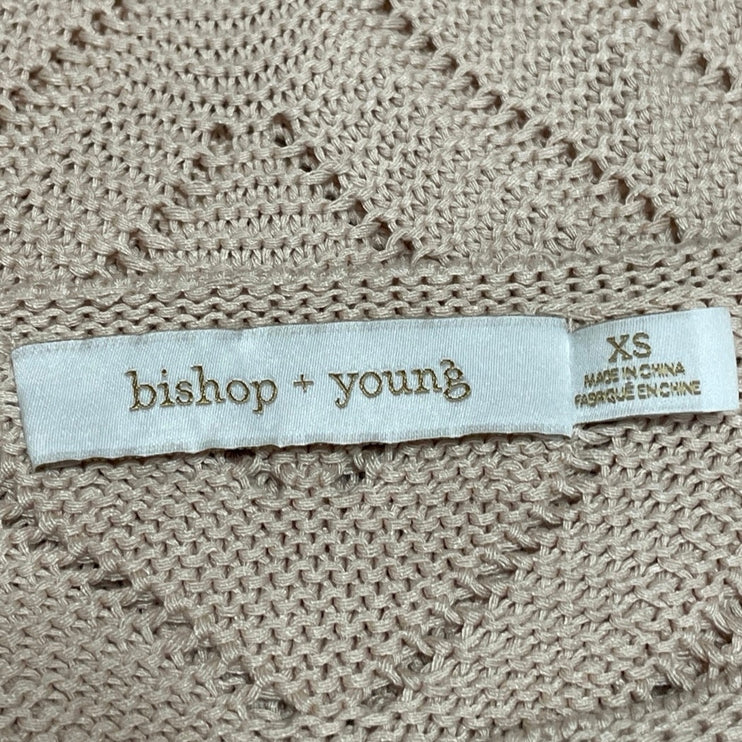 Bishop + Young Beige Open Knit Long Dolman Batwing Sleeve Sweater Top Size XS