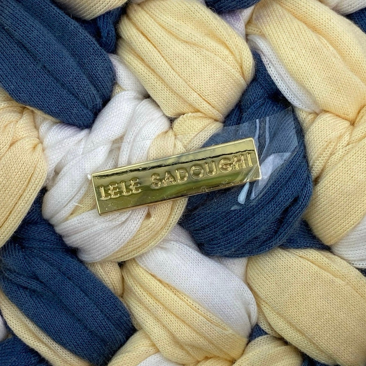 Lele Sadoughi Abalone Blue Yellow Braided Lyle Snap Shoulder Bag Handbag OS