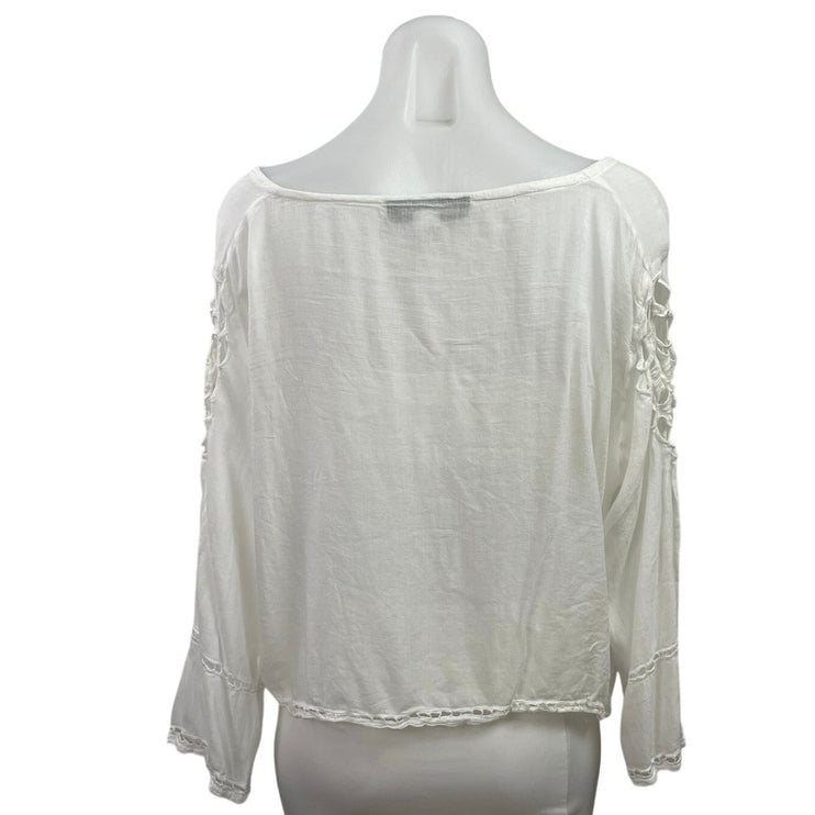 Stylestalker Women's White Scoop Neck Cutout Hi-Low T Shirt Blouse Top Size 6