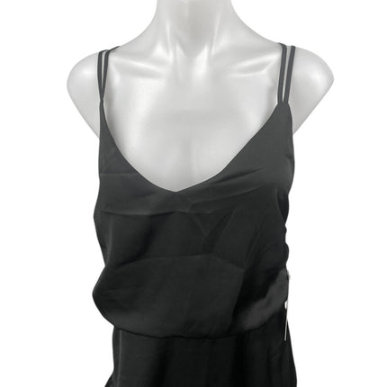 NEW Lulus Black Silky Satin Sleeveless Ruffle Cami Camisole Mini Tank Brie NEW Lulus Black Silky Satin Sleeveless Ruffle Cami Camisole Mini Tank Brie