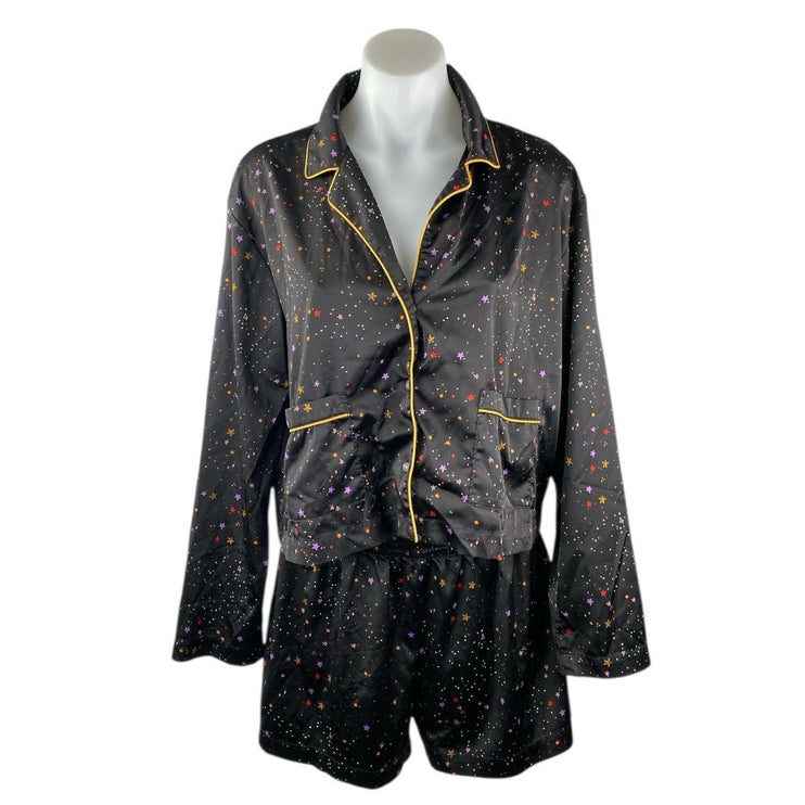 BP. X Claudia Sulewski Satin Star Long Sleeve Button Down Sleepwear Pajama Set M