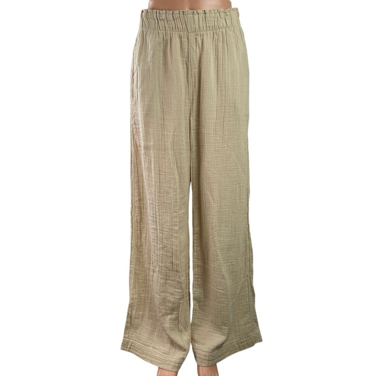 GAP Women's Beige Pleated High Waisted Palazzo Wide Leg Baggy Trousers Pants S