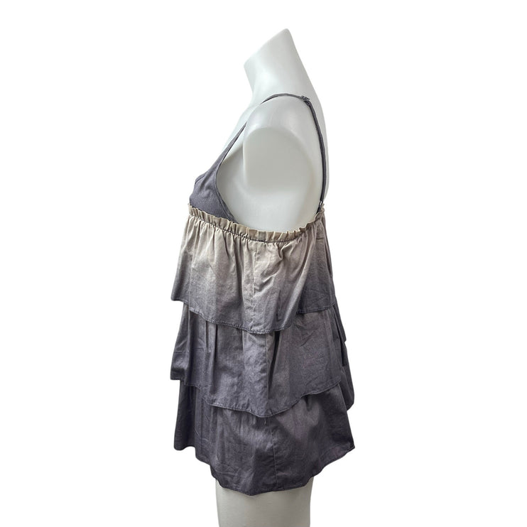 Marc by Marc Jacobs Women's Gray Ombre Ruffle Tiered Tank Cami Blouse Top Size S