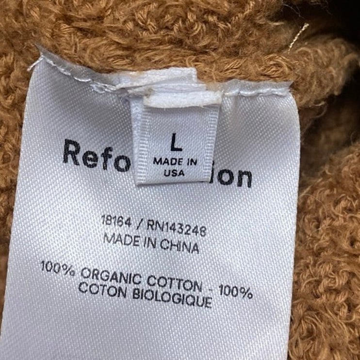 Reformation Brown Teddy Fleece Sleeveless Cami Camisole Crop Tank Top Size L