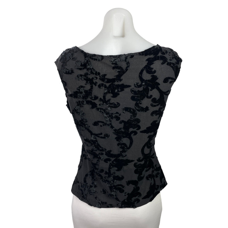 Hanky Panky Womens Black Burnout Velvet Velour Sleeveless Boatneck Tank Top Sz M