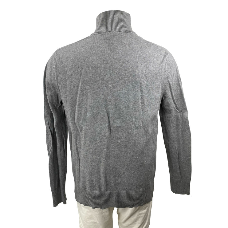 Banana Republic Men's Gray 100% Wool 1/4 Zip Knit Turtleneck Sweater Top Size L