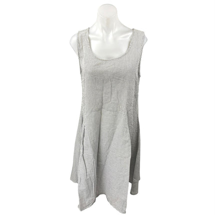 Tulip Women's White Black Striped Sleeveless Scoop Neck Midi A-Line Dress Size S