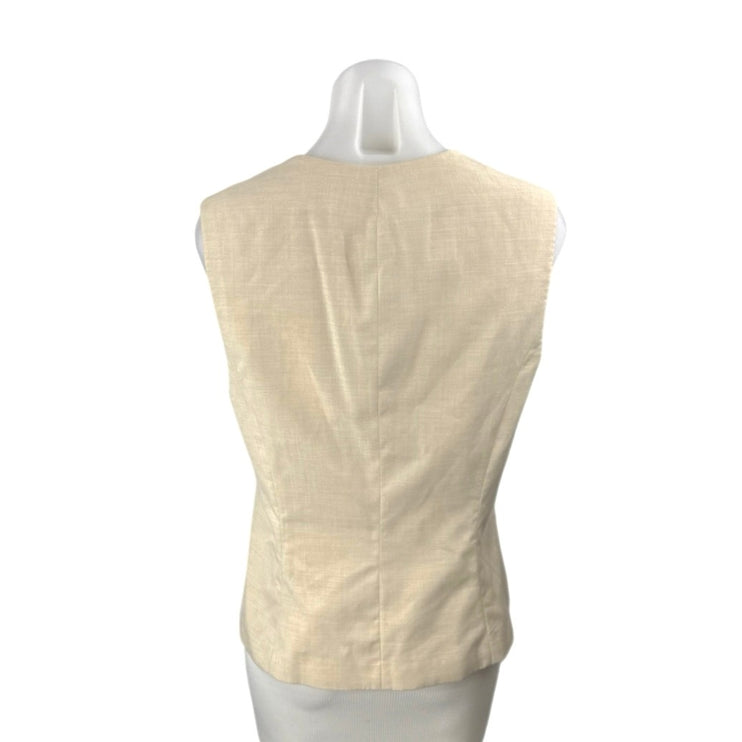 H&M Women's Cream Beige V Neck Sleeveless Button Down Vest Shirt Top Size M