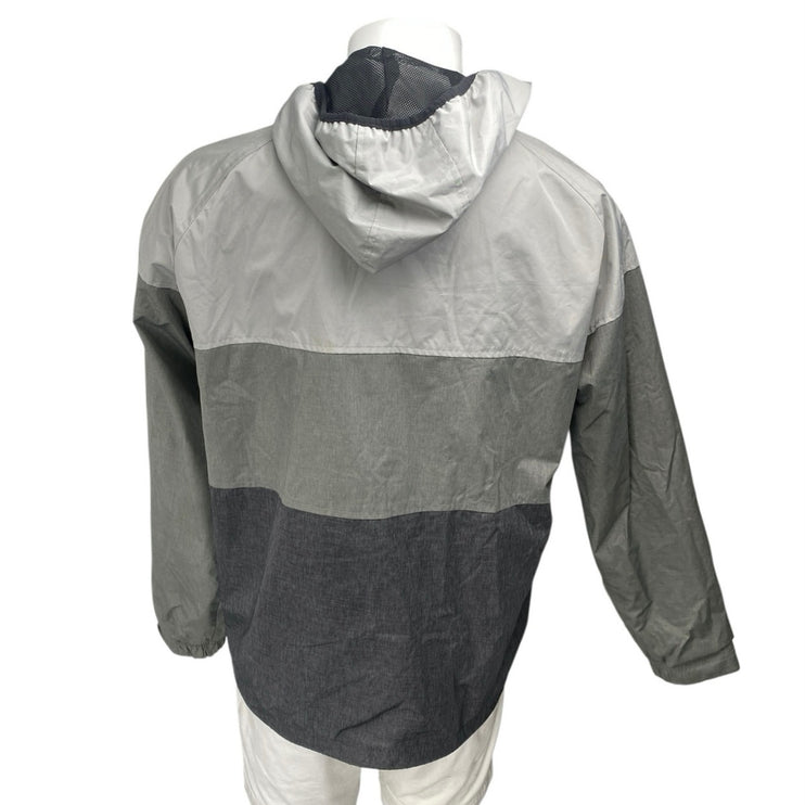 U.S. Polo Assn Men's Gray Black Colorblock Hoodie Hooded Windbreaker Jacket L