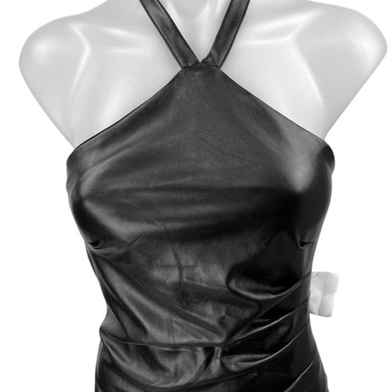 Klesis Black Vegan Leather Sleeveless Cami Camisole Mini Bodycon Tank Dress Sz S