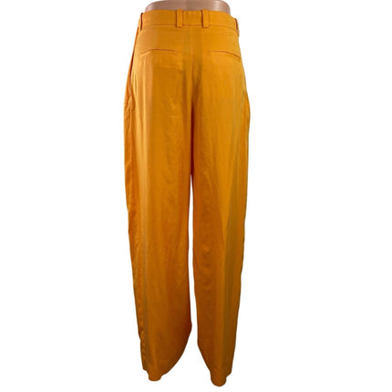 COS Women Orange Coral High Rise Pleated Wide Leg Baggy Trousers Pants Size 2