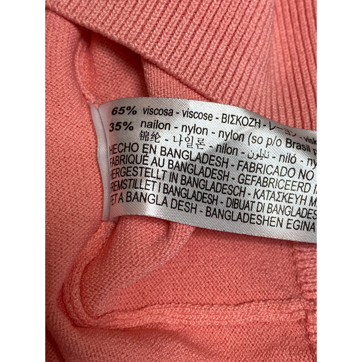 Zara Women's Coral Long Sleeve V Neck Knit Loose Sweatshirt Sweater Top Size S