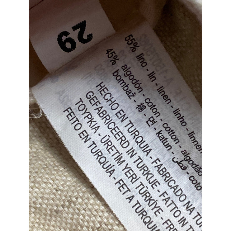 NEW Zara Men's Beige Linen High Rise Pockets Chino Khaki Bermuda Shorts Size 36