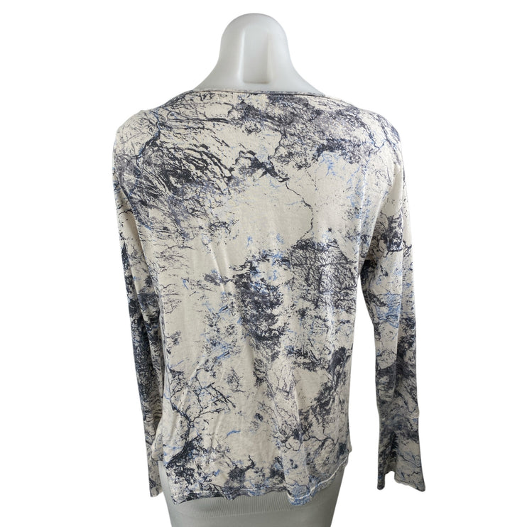 Michael Stars Abstract Marble Boat Neck Long Sleeve Tee T-Shirt Sweater Top Sz S