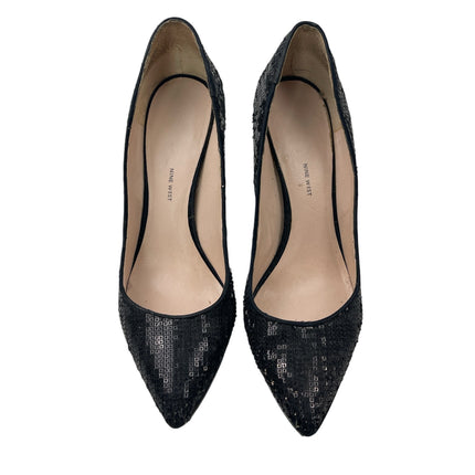 Nine West Love Black Pointed Toe Stiletto Heels Fury Sequins Pump Shoes Size 8.5