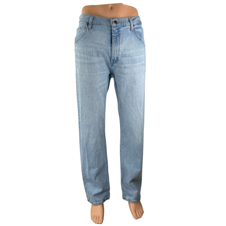 Wrangler Men's Blue Light Wash Mid Rise Y2K Straight Leg Denim Jeans Size 34x32