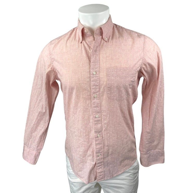 J.Crew Men's Orange Polka Dot Long Sleeve Button Down Slim Untucked Shirt Top S