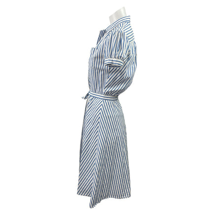 Ralph Lauren Rugby Blue Striped Short Sleeve Tie Waist Mini Shirt Dress Size 2