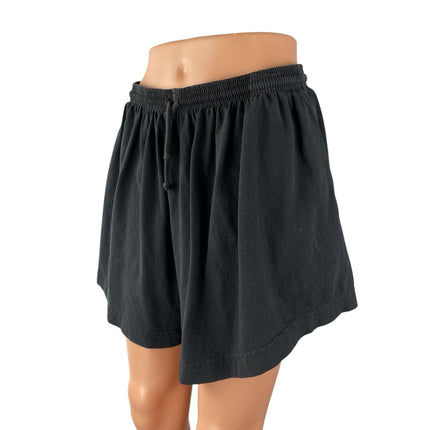 Everybody World Black High Rise Gym Athletic Activewear Paperbag Sweat Shorts M