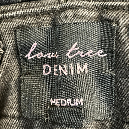 Love Tree Women's Black Washed Distressed Bib Straight Denim Jean Overalls Sz M