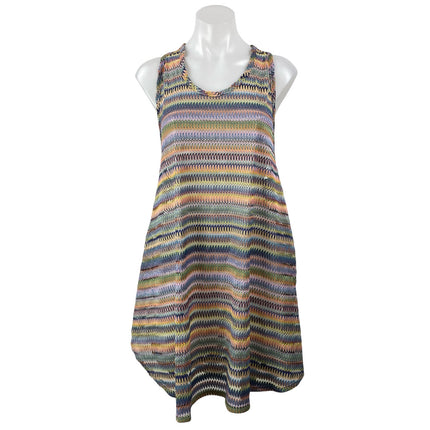Elif Women's Multicolor Striped Rainbow Boho Racerback A Line Tank Mini Dress M