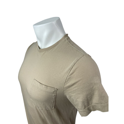 J.Crew Broken In Short Sleeve Pocket Men's Beige Slim Basic Tee T-Shirt Top Sz S