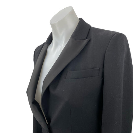 H&M Women's Black Long Sleeve Peak Lapel One Button Blazer Coat Suit Jacket 2
