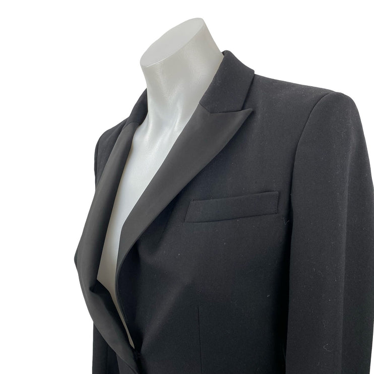 H&M Women's Black Long Sleeve Peak Lapel One Button Blazer Coat Suit Jacket 2