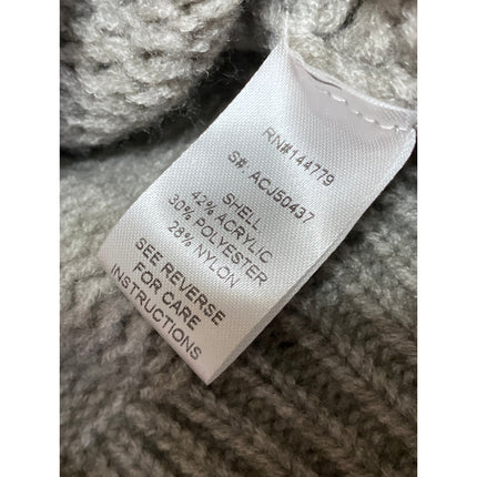 Acoa Women's Gray Cable Knit Floral Long Sleeve Crop Cardigan Sweater Top Size M