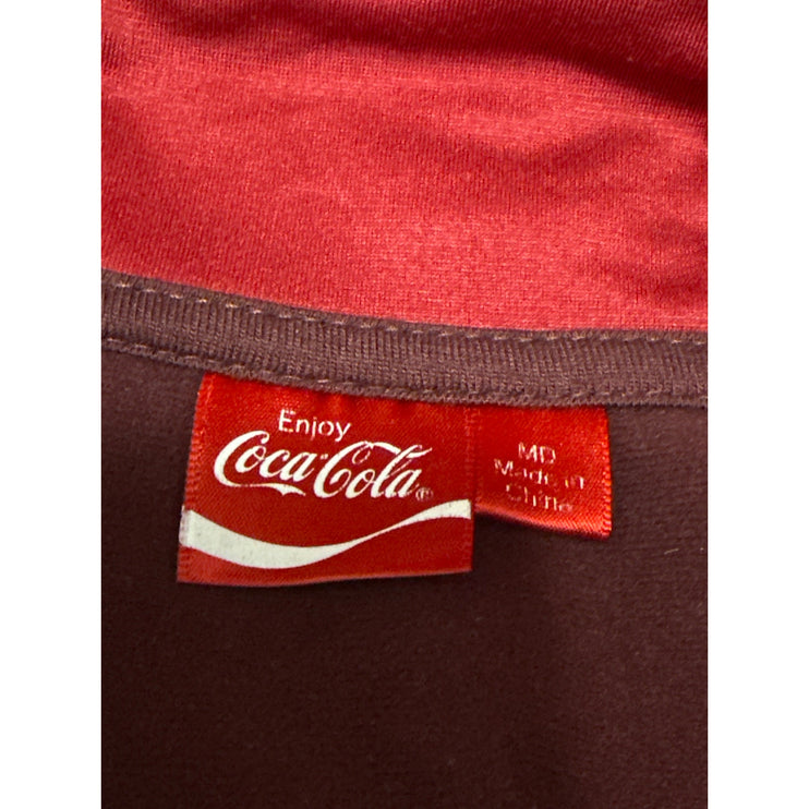 Womens Red Coca Cola Long Sleeve Striped Colorblock Zip Up Track Bomber Jacket M